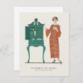 Moderne Art Deco 1920er Jahre Great Gatsby Mode Mitteilungskarte (Vorne/Hinten)