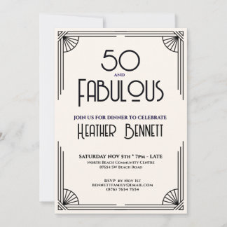 Moderne Art Deco 50 und Fantastische Geburtstagsfe Einladung
