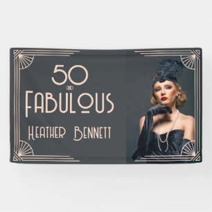 Moderne Art Deco 50 und Fantastischer Geburtstag Banner