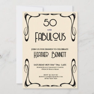 Moderne Art Deco 50 und Fantastischer Geburtstag Einladung