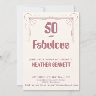 Moderne Art Deco 50 und Fantastischer Geburtstag  Einladung