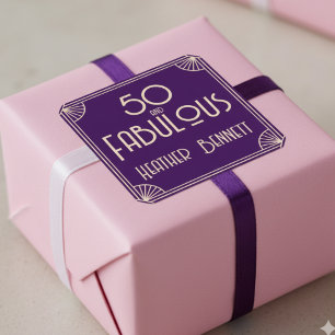 Moderne Art Deco 50 und Fantastischer Geburtstag Quadratischer Aufkleber