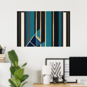 Moderne Art Deco abstrakte vertikale Linien Poster (Heimbüro)