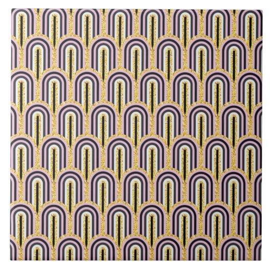 Moderne Art Deco Arches Muster Gold Glitzer Tile Fliese (Vorderseite)