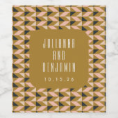 Moderne Art Deco Black Blush Gold Hochzeit maßgesc Weinetikett (Einzelnes Label)