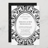 Moderne Art Deco Black Foliage Bridesmaids Luncheo Einladung (Vorne/Hinten)