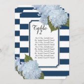 Moderne Art Deco Blue Hydrangeas Tischliste Einladung (Vorne/Hinten)