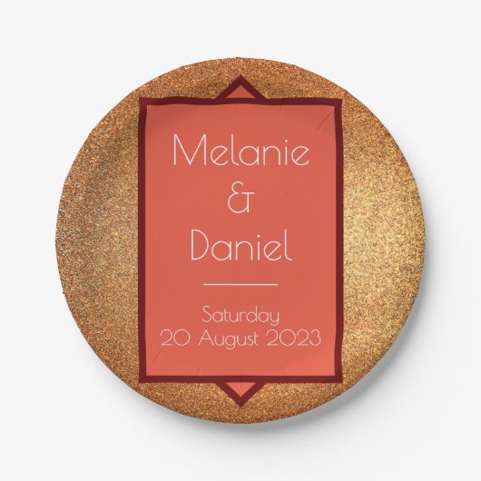 Moderne Art Deco Gatsby Glitzer Wedding Pappteller (Vorderseite)