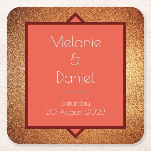 Moderne Art Deco Gatsby Glitzer Wedding Rechteckiger Pappuntersetzer (Vorderseite)