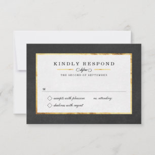 Moderne Art Deco Gold & Black RSVP Karten