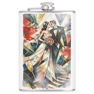 Moderne Art Deco Hochzeitspaar-Illustration Flachmann
