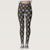 Moderne Art Deco Leggings aus Schwarz, Weiß und Go (Vorderseite)