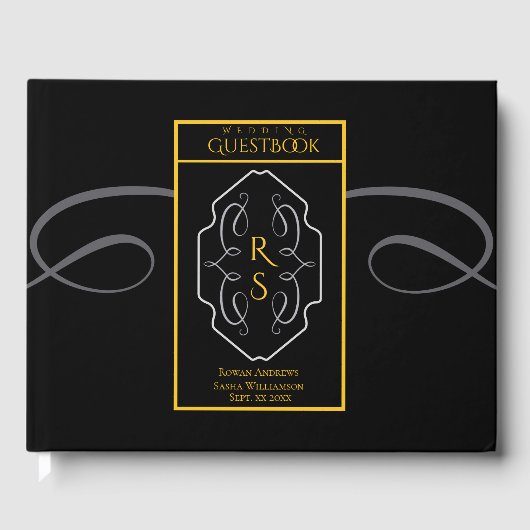 Moderne Art Deco Monogramm-Hochzeit Gästebuch (Vorderseite)