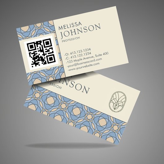 Moderne Art Deco Muster QR Code Visitenkarte