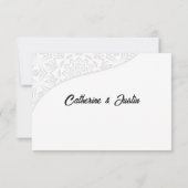 Moderne Art Deco Pfau Schwarz-Weiß Hochzeit RSVP Karte (Rückseite)