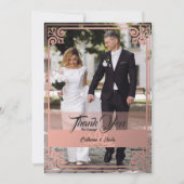 Moderne Art Deco Pfauenblush Rosa Foto Hochzeit Dankeskarte (Vorderseite)