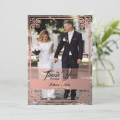 Moderne Art Deco Pfauenblush Rosa Foto Hochzeit Dankeskarte (Stehend Vorderseite)