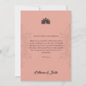 Moderne Art Deco Pfauenblush Rosa Foto Hochzeit Dankeskarte (Rückseite)