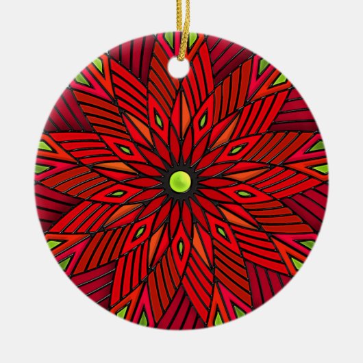 Moderne Art Deco Poinsettia - Runde (Personalisier Keramikornament (Vorne)