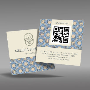 Moderne Art Deco Quadrat QR Code Visitenkarte