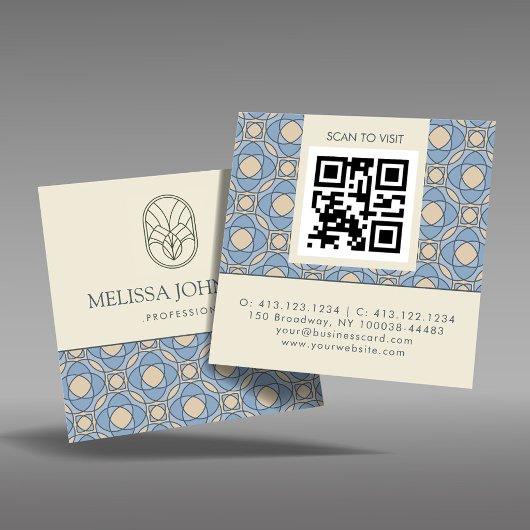 Moderne Art Deco Quadrat QR Code Visitenkarte