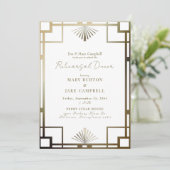 Moderne Art Deco Rahmen Weiße Probe Einladung (Stehend Vorderseite)