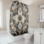 Moderne Art Deco Regenbogen Schmetterling Duschvorhang (Beispiel)