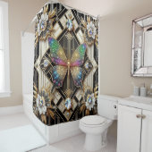 Moderne Art Deco Regenbogen Schmetterling Duschvorhang (Beispiel)