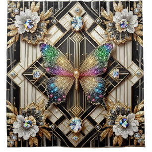 Moderne Art Deco Regenbogen Schmetterling Duschvorhang
