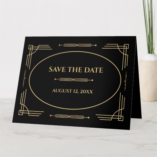 Moderne Art Deco Save the Date Einladung (Vorderseite)
