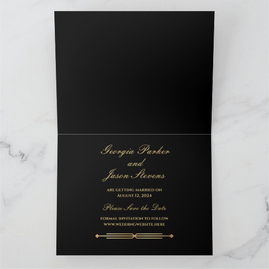 Moderne Art Deco Save the Date Einladung (Innenseite)