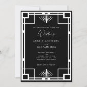 Moderne Art Deco Schwarz-Weiß-Hochzeit Einladung (Vorderseite)