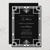 Moderne Art Deco Schwarz-Weiß-Hochzeit Einladung (Vorne/Hinten)