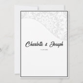 Moderne Art Deco Swan Black and White Wedding Einladung (Rückseite)