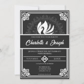 Moderne Art Deco Swan White and Black Wedding Einladung (Vorderseite)