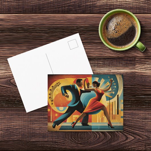 Moderne Art Deco Tangotänzer Postkarte
