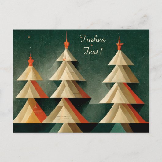 Moderne Art Deco Weihnachtskarte Frohes Fest Postkarte (Vorderseite)
