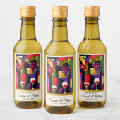 Moderne Art Deco Weinberge Weinetikett (Flaschen)