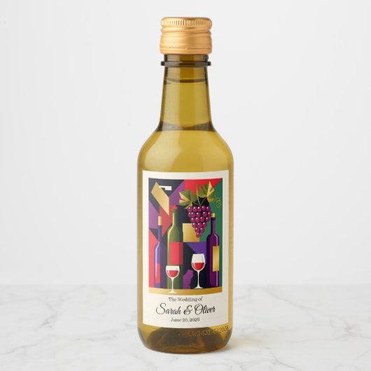 Moderne Art Deco Weinberge Weinetikett (Vorderseite)