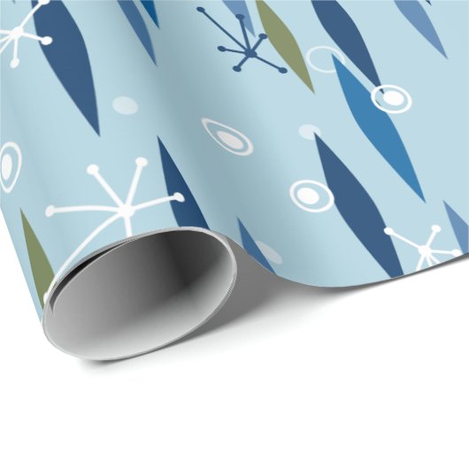 Moderne Art der Mitte des Jahrhunderts blaue und Geschenkpapier (Rolleneckpunkt)