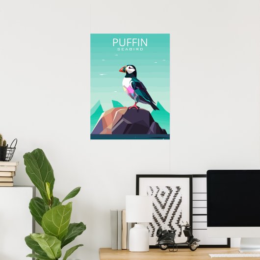 Moderne Art des Puffins Poster (Heimbüro)