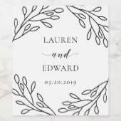 Moderne Art Foliage Hochzeitweilige Weinflaschen Weinetikett (Einzelnes Label)