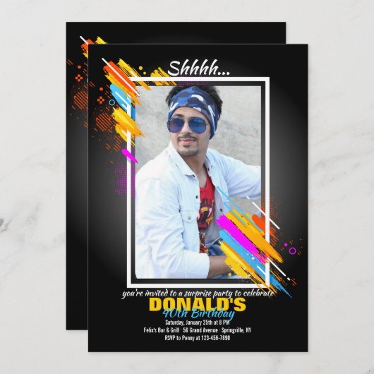 Moderne Art Frame Foto Einladung (Vorne/Hinten)