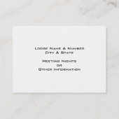 Moderne Art-Freimaurer-Visitenkarte Visitenkarte (Rückseite)