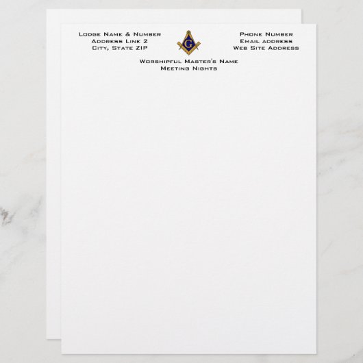 Moderne Art-Freimaurerhäuschen-Briefkopf Briefkopf (Vorne/Hinten)