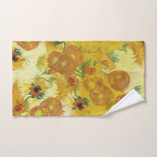 Moderne Art Gelb Orange Sonnenblumen Ölgemälde Badhandtuch Set (Handtuch)