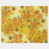 Moderne Art Gelb Orange Sonnenblumen Ölgemälde Fleecedecke (Vorderseite (Horizontal))