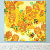 Moderne Art Gelb Orange Sonnenblumen Ölgemälde Leinwanddruck (Insitu (Holzboden))