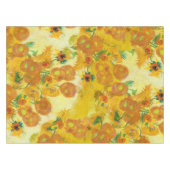 Moderne Art Gelb Orange Sonnenblumen Ölgemälde Tischdecke (Vorderseite (Horizontal))