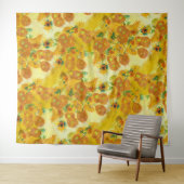Moderne Art Gelb Orange Sonnenblumen Ölgemälde Wandteppich (Beispiel (Horizontal))